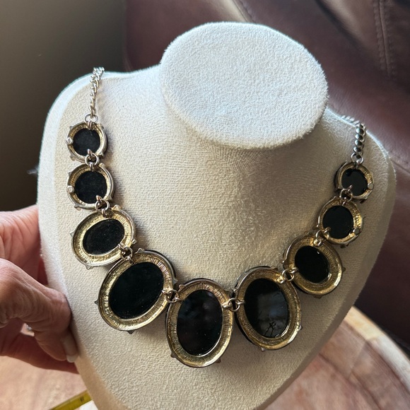 Versona Black Crystal Cluster Statement Necklace - Picture 3 of 4